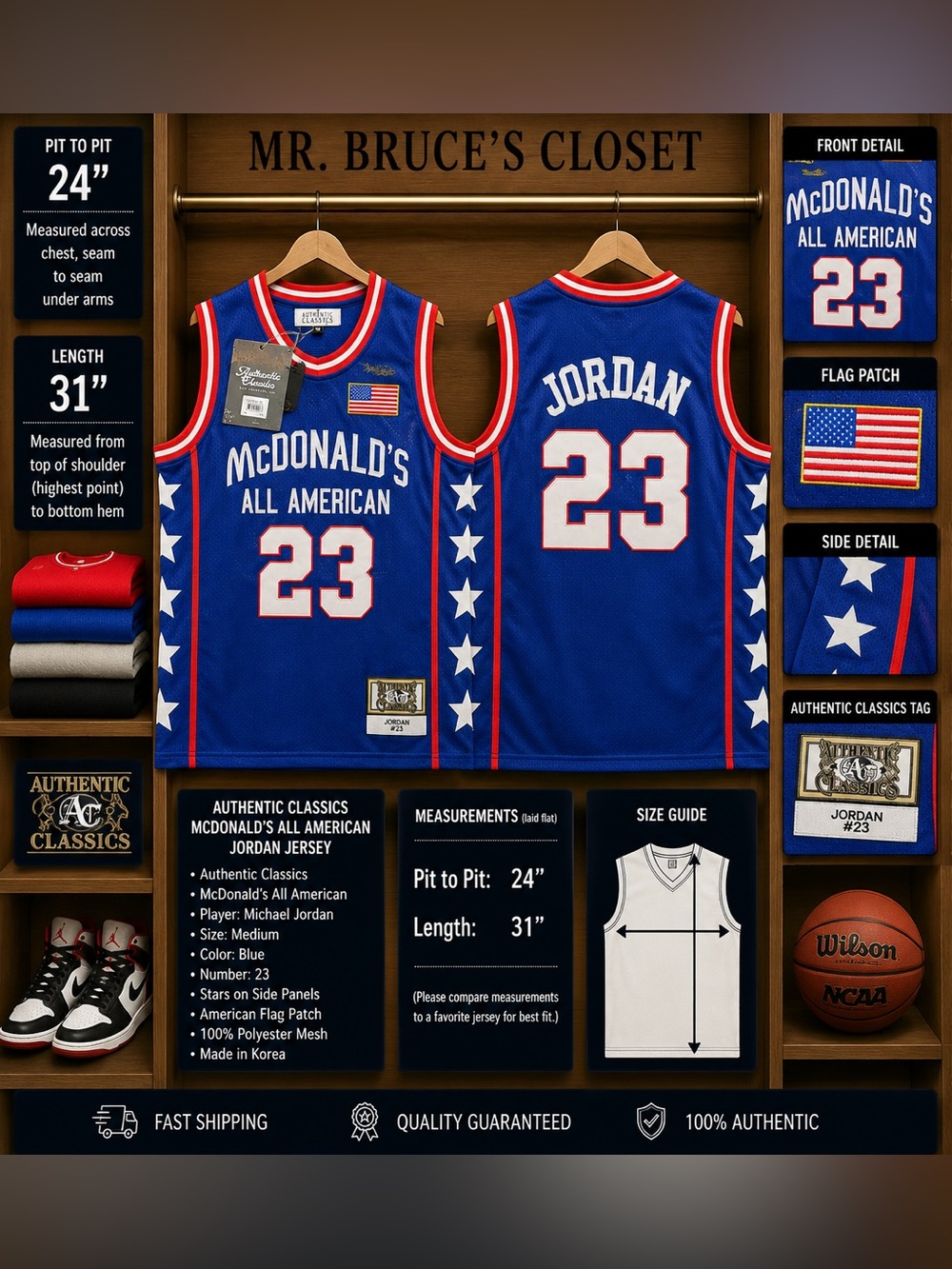 McDonald's Blue Red White All American #23 Basketball Jersey